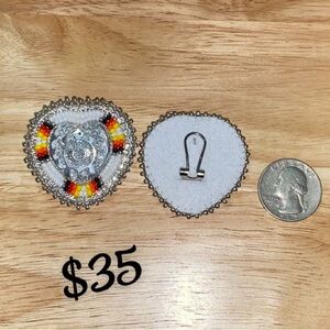 Beaded Heart Brooch with Multicolor Design